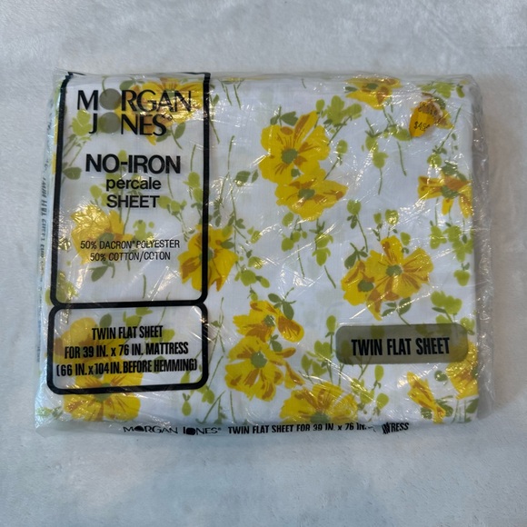 Vintage Other - NOS Vintage 70s Yellow Floral Twin Flat Sheet by Morgan Jones
